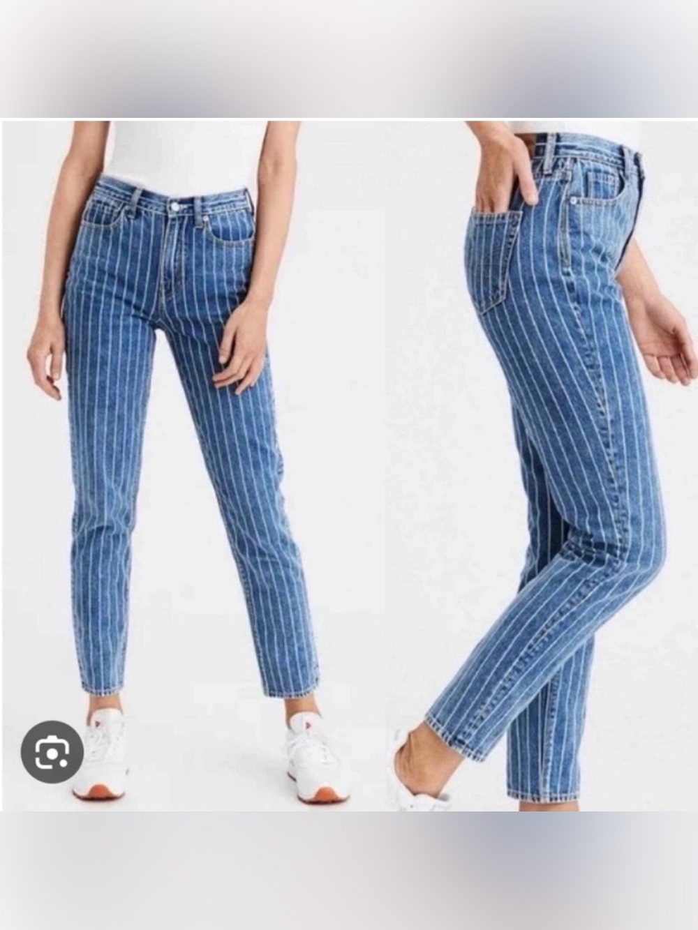 AMERICAN EAGLE striped MOM denim jeans regular high waist women’s size 00